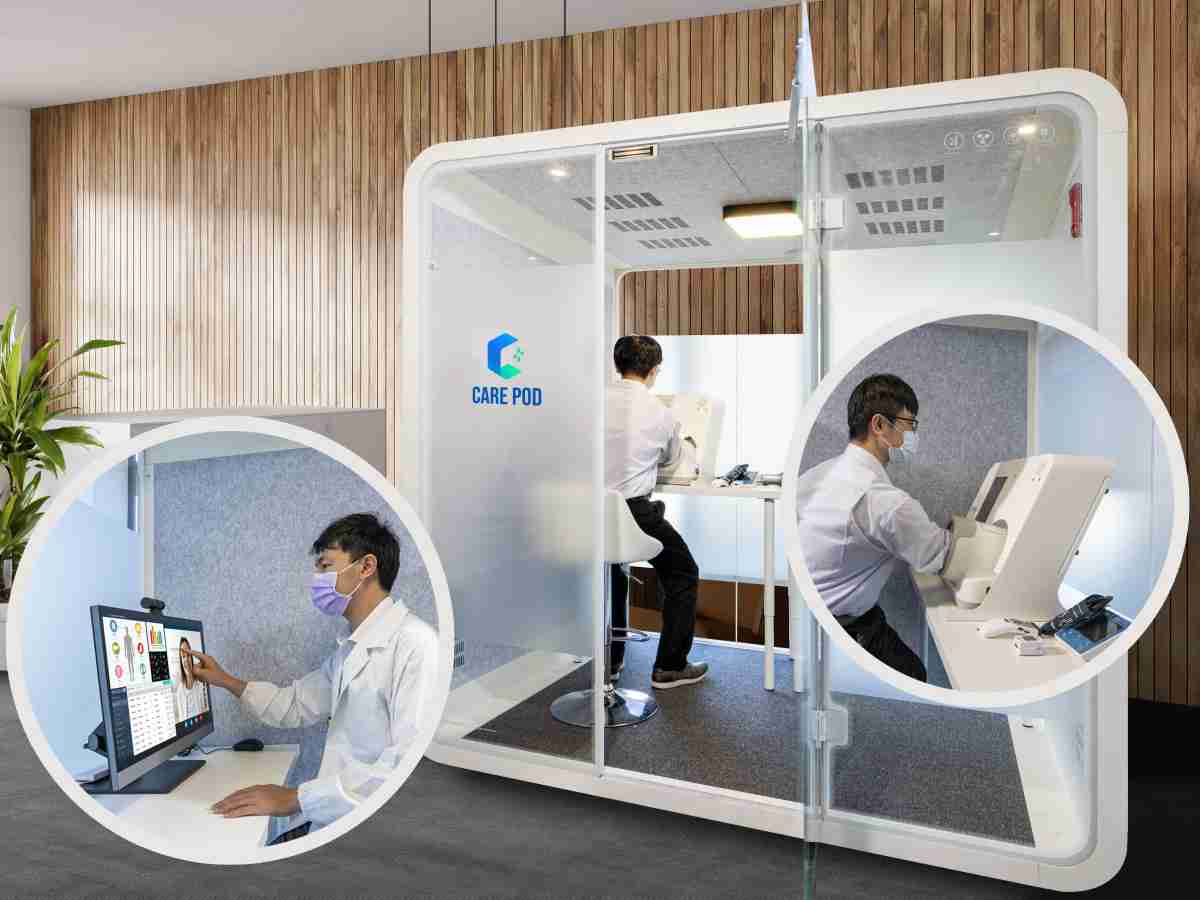 达擎于医疗科技展中展出＂远距诊疗舱＂，，以因应医疗数字化及社会高龄化趋势下、、复诊及慢性病患等族群对于远距看诊需求逐渐升高所推出的创新整合方案。。。多功能合一、、高隐私性的远距诊疗舱可根据病患端与医师端的不同需求，，，，提供弹性化及客制化功能，，，，节省医生和病患的精力及时间